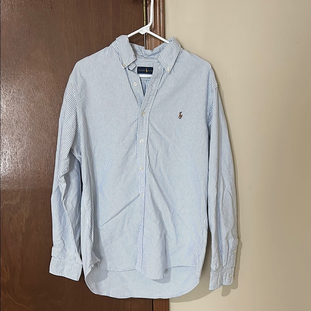 Ralph Lauren Light Blue Striped Button Down Shirt